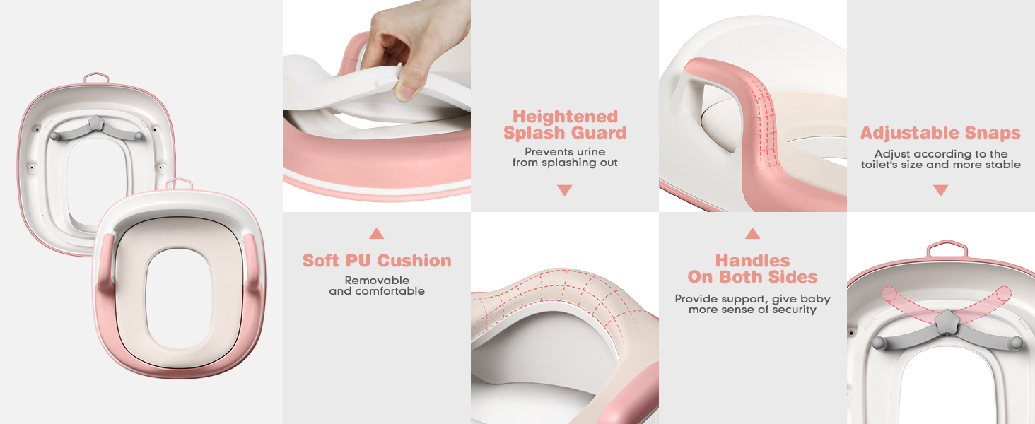 Унітаз дитячий Maliton з підставкою 2-ступінчастою для дітей 1-8 років, біло-сірий (Рожевий)