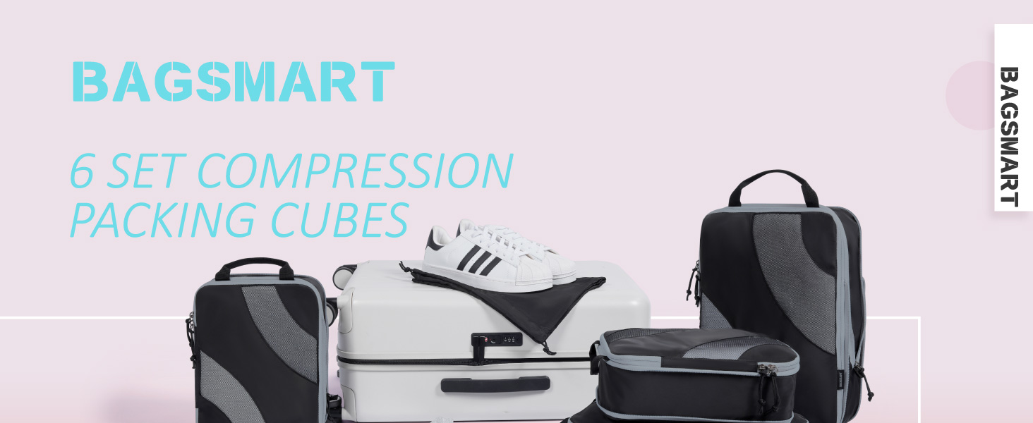 Набір компресійних органайзерів для подорожей BAGSMART для валізи та ручної поклажі, 6 шт, Rose (Baby Blue)