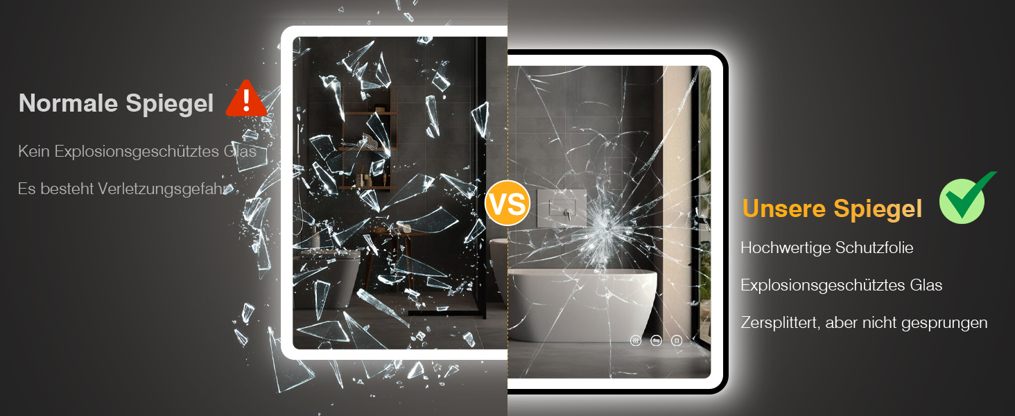 LED дзеркало для ванної кімнати 80x60 см з підсвічуванням, диммер, протитуманне покриття, 3 кольори світла, IP44, функція пам'яті, горизонтальний/вертикальний монтаж