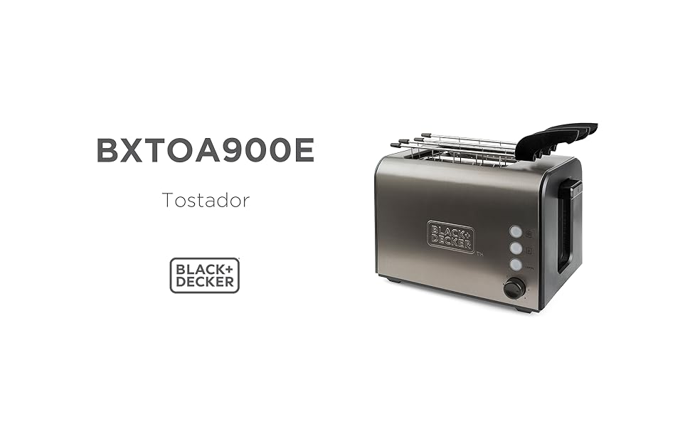 Тостер BLACKDECKER BXTOA900E - 900 Вт 2 широкі слоти, 7 рівнів, насадка для булочки, зупинка/повторне нагрівання/розморожування