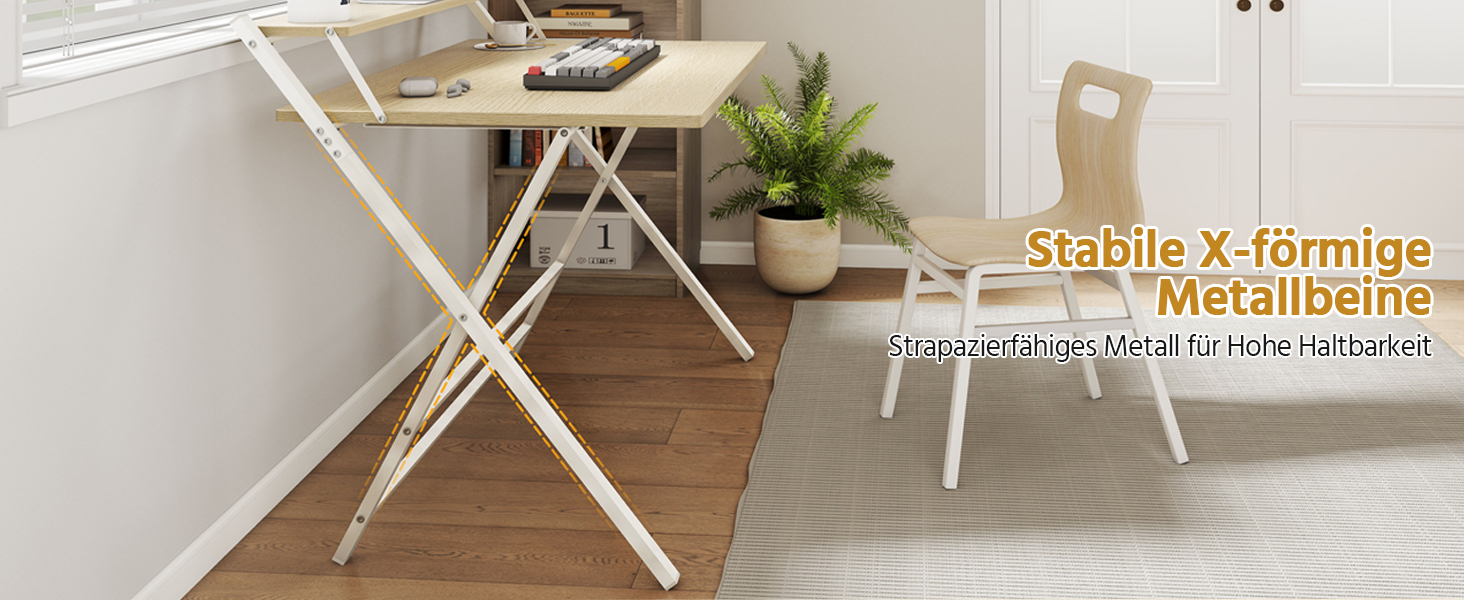 Злагоджений стіл Yaheetech Klappbar, 80 см, комп'ютерний стіл з полицею, двоступінчастий робочий стіл з підставкою для монітора, стіл для ноутбука для домашнього офісу/маленьких кімнат/вітальні, білий/80 см Д × 50 см Ш, білий (світлий колір дерева, 106.5x60.5x90 см)