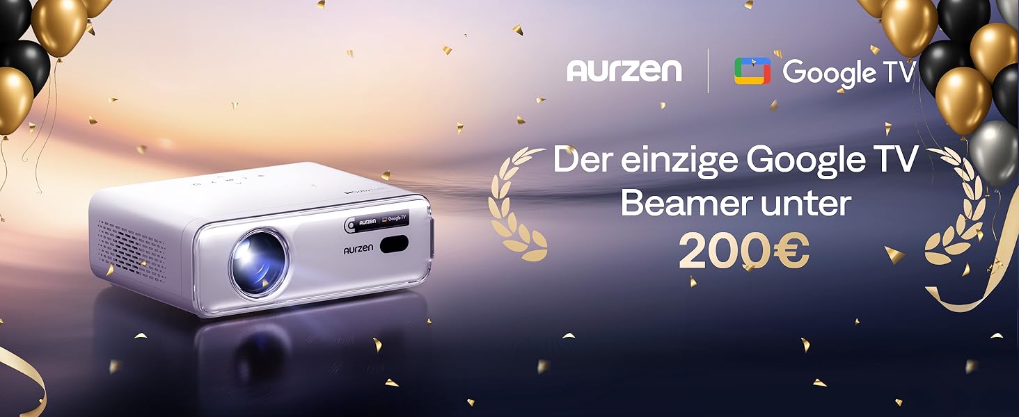 Aurzen Eazze D1 Smart Beamer: 4K проєктор для дому з Wi-Fi, Bluetooth, Netflix, Dolby Audio, автофокусом та корекцією трапеції. Підтримує Full HD 1080P. Білий (GTV)