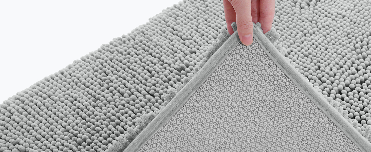 Килимок для ванної кімнати Homaxy з антиковзким покриттям, мікрофібра, 60 x 120 см, світло-сірий