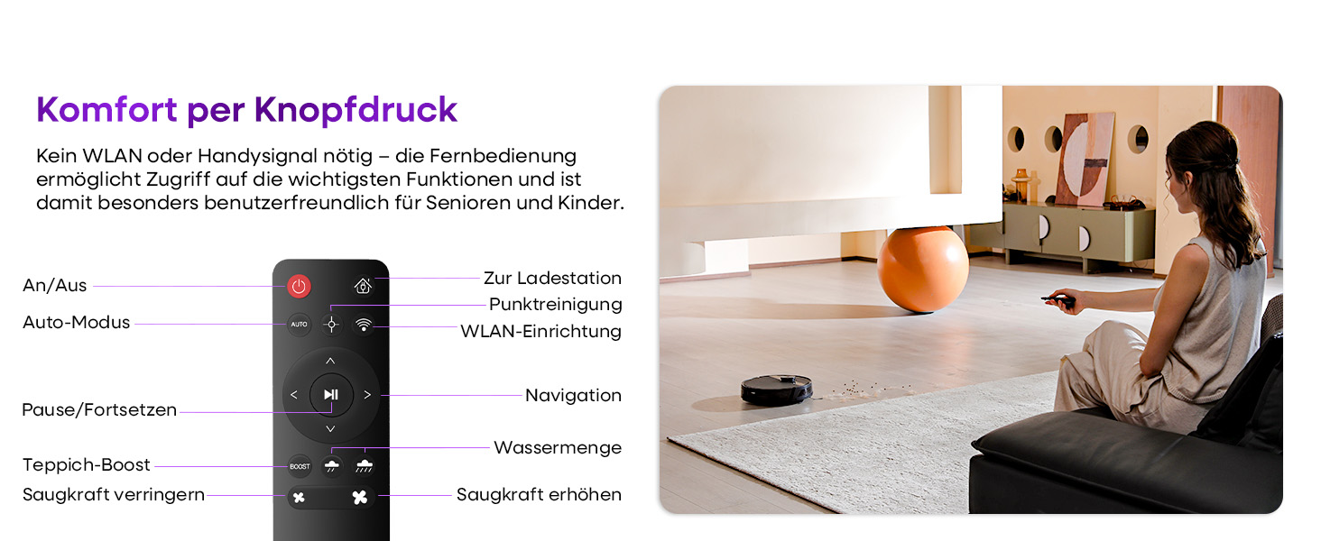 Робот-пилосос MONSGA з функцією миття, 5000Pa, час роботи 180 хв, система захисту від ковтунів, LiDAR навігація, для килимів та шерсті тварин, керування через додаток та пульт (чорний)