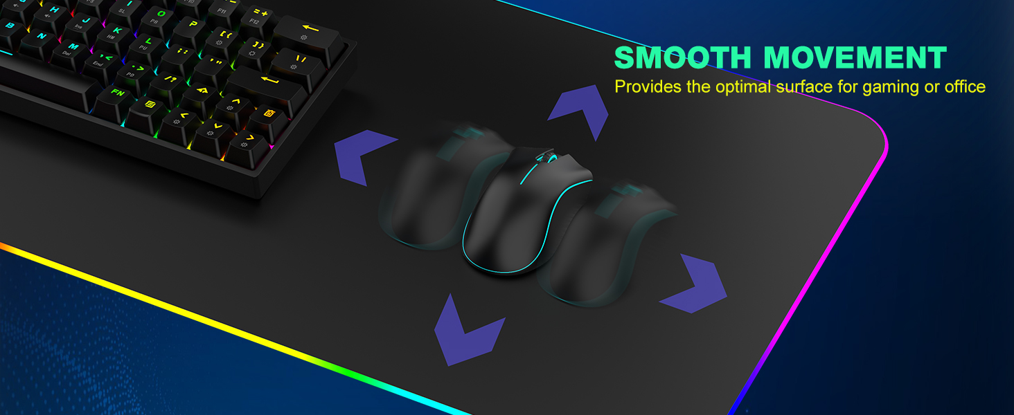 RGB ігровий килимок для миші з бездротовою зарядкою Qi 15W, LED підсвічуванням, 10 режимів, водонепроникний, протиковзкий, для геймінгу, офісу та дому (чорний)