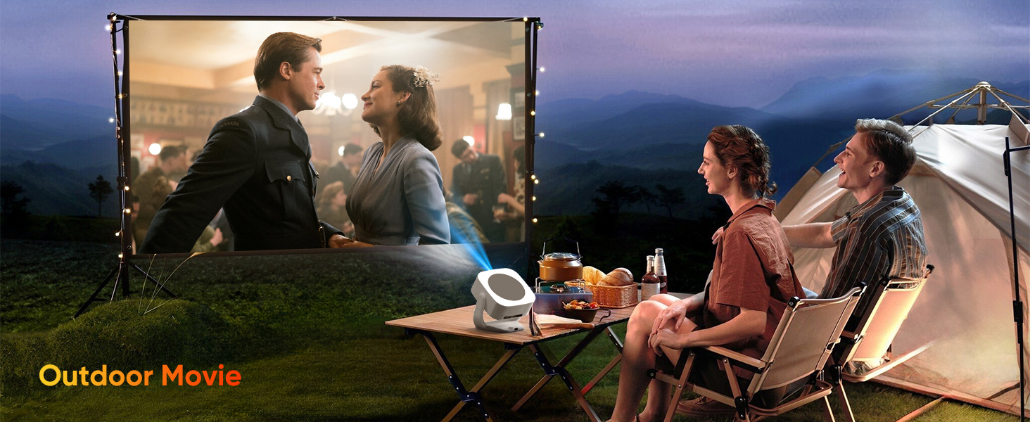 Міні-проектор Beamer 4K 1080P з Wi-Fi/BT, електронним фокусом/автоматичною корекцією трапецеїдальних спотворень, 50% зумом, 270° обертанням для домашнього кінотеатру/відпочинку на природі, сумісний з ноутбуком/смартфоном/мишею