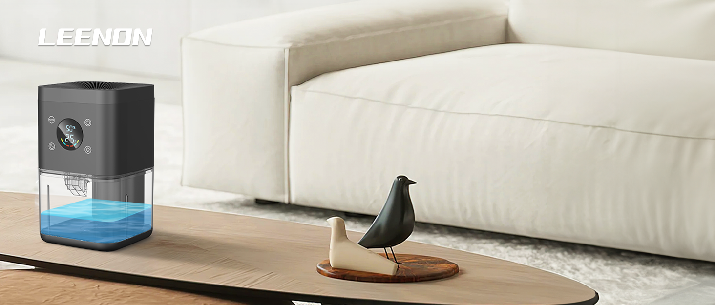 Електричний осушувач повітря 1800 мл - тихий осушувач для дому з функцією відтавання, очищення повітря та захистом від вологи. Ідеально для спальні та ванної кімнати (білий/чорний)