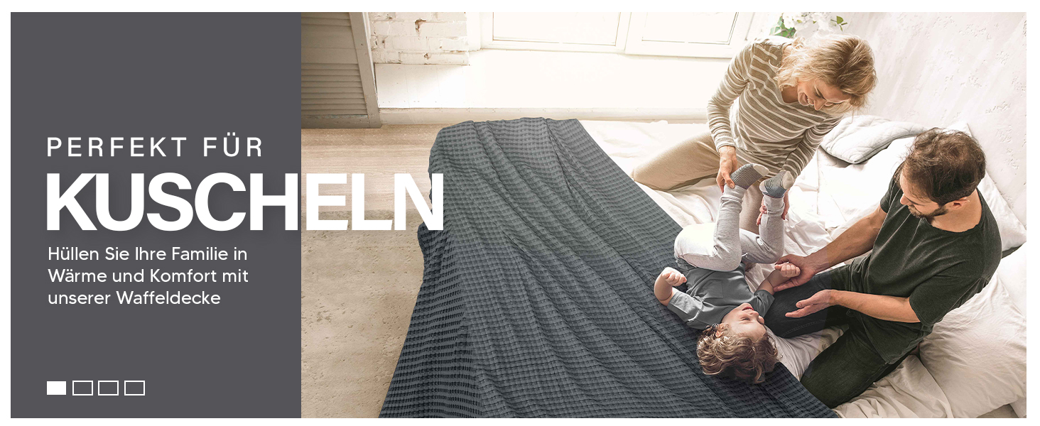 Вафельна літня ковдра Utopia Bedding з 100% бавовни, антрацит, 228x228 см