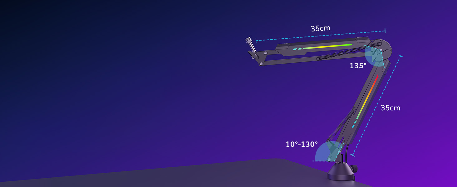 Мікрофон геймерський TONOR T90 з RGB підсвіткою та тримачем - професійний мікрофон для стрімінгу та ігор