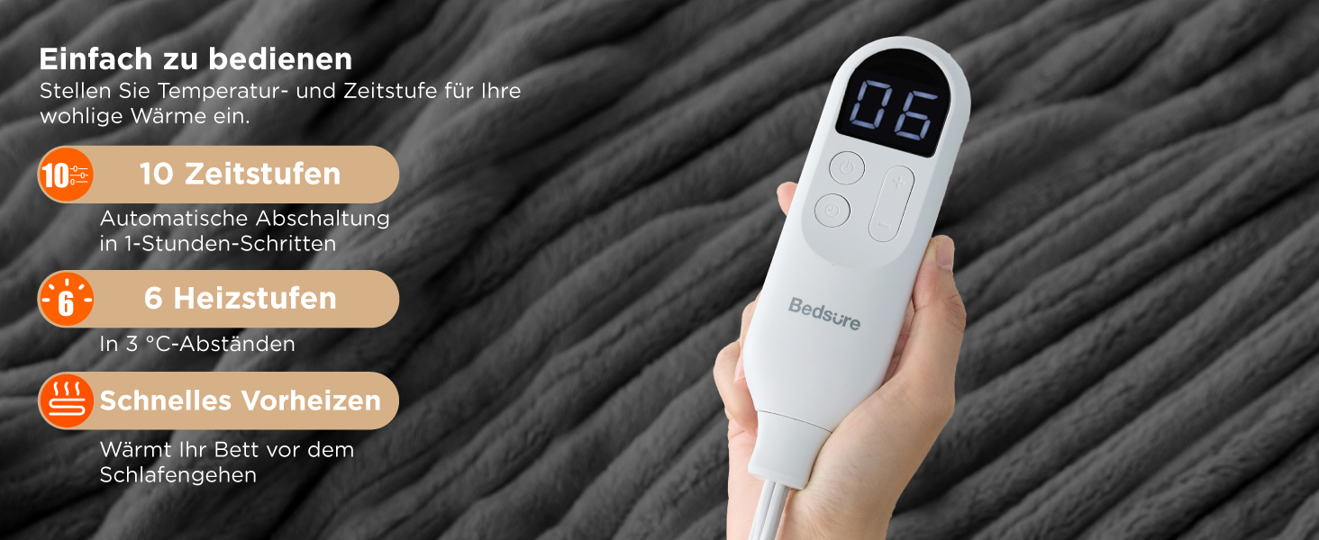 Електрична ковдра BEDSURE з автовимкненням, 130x180 см, сіра - ідеальний подарунок для жінок та мами на Різдво