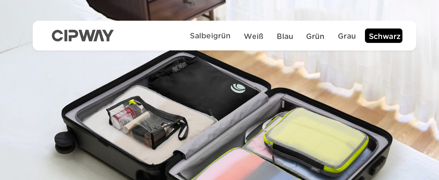 Набір органайзерів для подорожей Cipway: компресійні сумки для одягу та рюкзака, легкі сітчасті пакувальні куби (6 шт), чорний