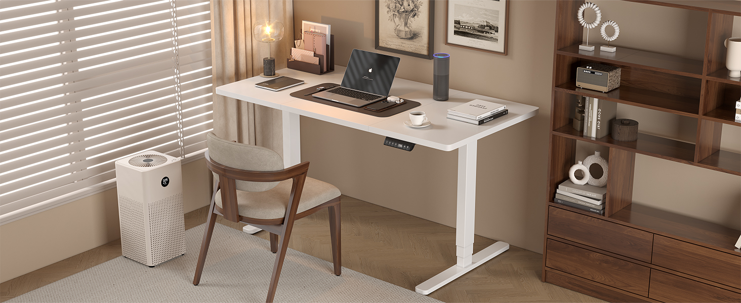 Електричний столовий стіл Devoko з регулюванням висоти, 60-125 см, 3 пам'яті, білий