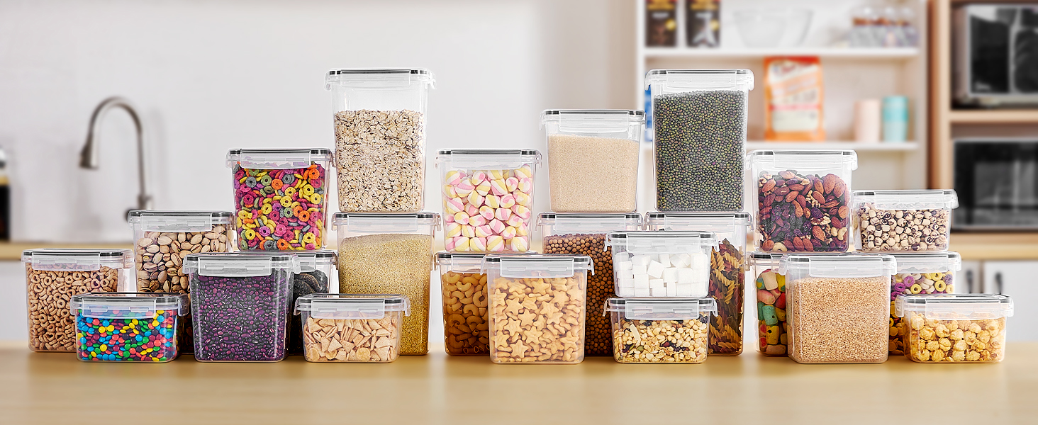 Набір контейнерів для зберігання Vtopmart з кришкою, 32 шт. - герметичні, BPA-free, для борошна, цукру, круп, з ручкою та етикетками
