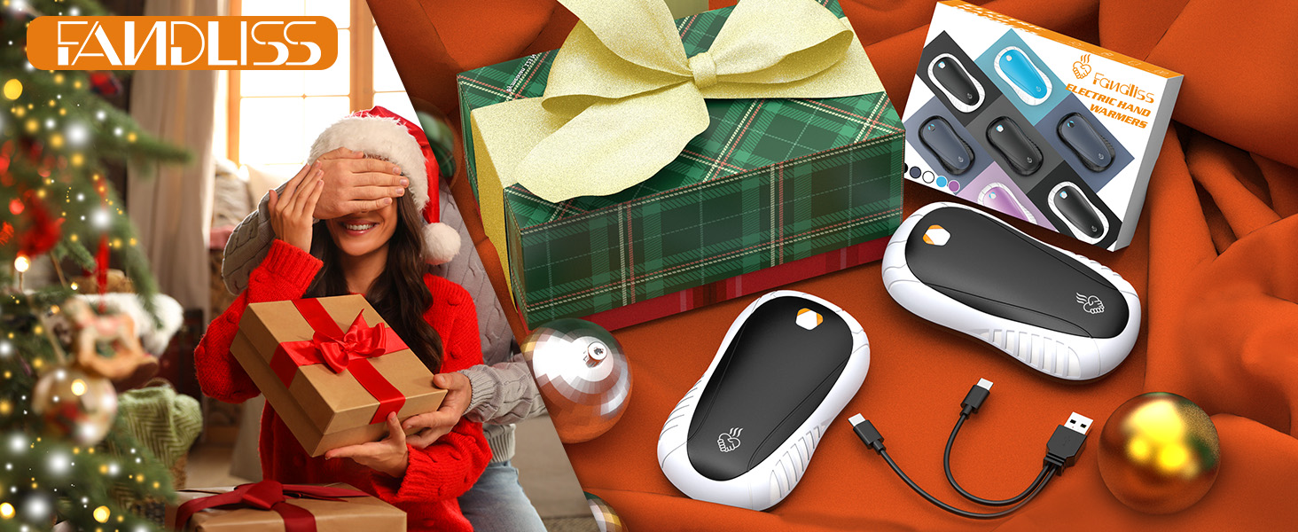 Електричний грілка для рук FANDLISS 5200 mAh (2 шт.) - 3 режими нагріву, для активного відпочинку та зими, подарунок