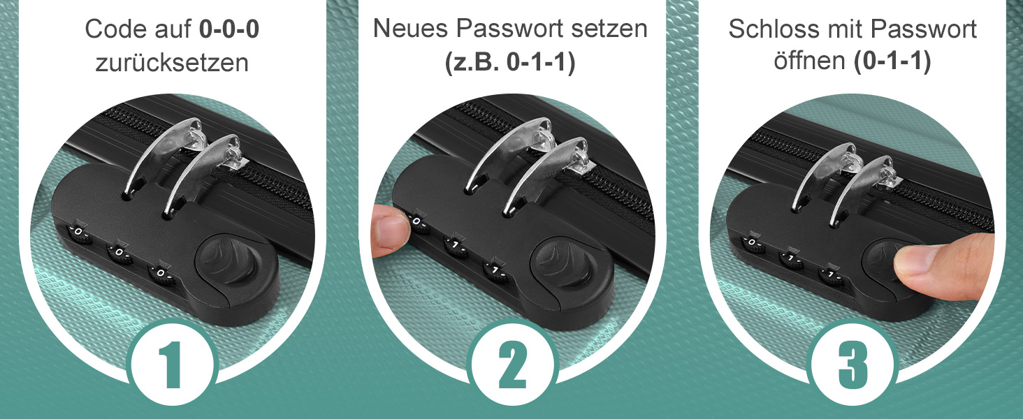 Набір валіз LEADZM 4 шт. з жорстким корпусом, ABS, з колесами, великі, для подорожей, з косметичкою (Турквіс, смужки)