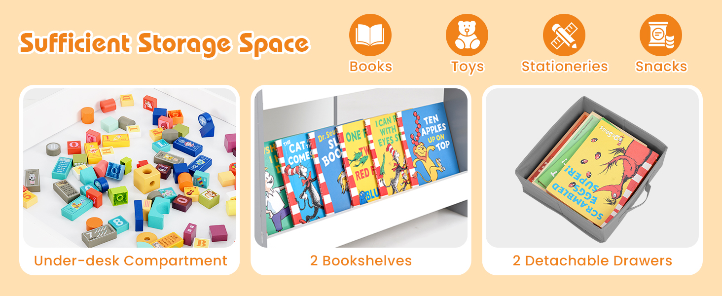 Дитячий стіл LIFEZEAL 3 в 1 з 2 стільцями: стіл для малювання, активностей та обідній стіл. Дитяча меблева група з дерева з місцем для зберігання (сірий)