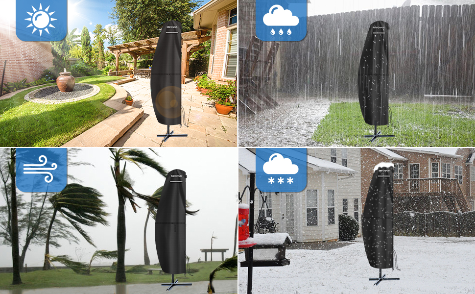 Чохол для парасольки 4м, захисний чохол для парасольки з розкривною тканиною (Ampelschirm) діаметром до 400 см. Захисний чохол для парасольки, чохол для подвійної парасольки, анти-UV, Oxford Fabric, 280x70/70 см (240x45/70/50 см)