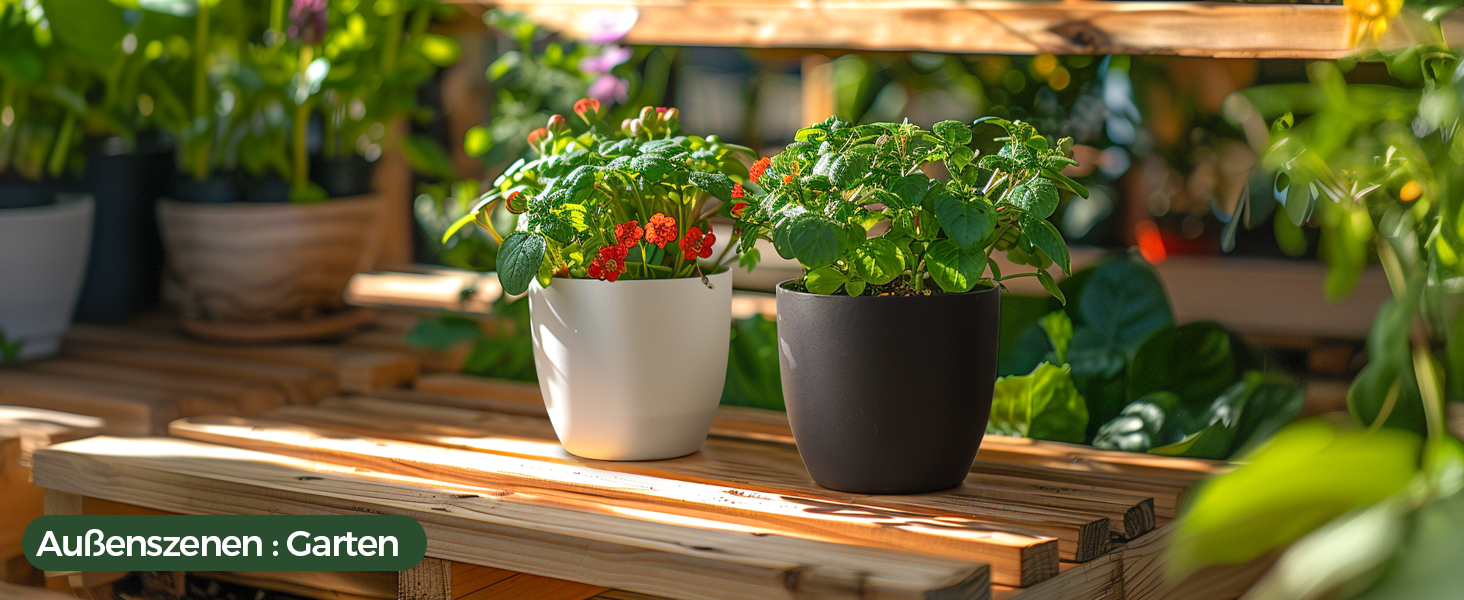 Набір горщиків для квітів T4U 15см з автополивом та індикатором рівня води, 4 шт. (білий, 22*21см)