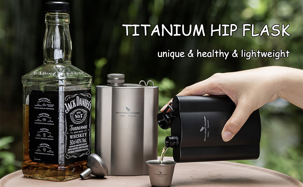 Фляга з титану iBasingo 180мл - Ultraleichter Flachmann для напоїв, Whiskey, Wodka, Weinflasche, Ti3071D (Ti3072d-180ml)