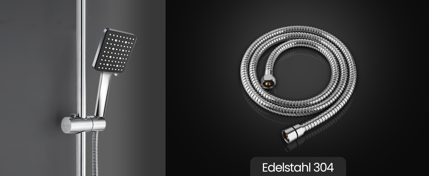 Насадка для душу Newentor Regendusche [TESTSIEGER], велика ручна лійка, водозберігаюча, високого тиску, XXL з 6 режимами струменя (без шлангу), матова чорна (Duschkopf, без шлангу)