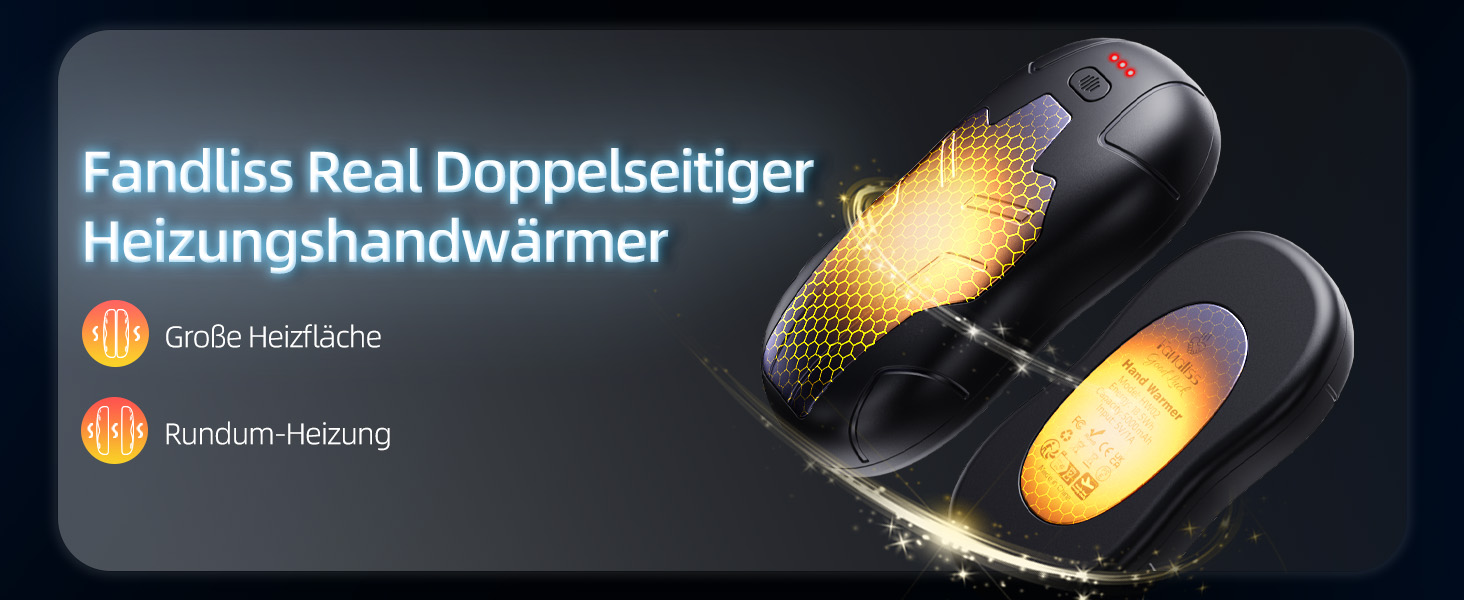 Електричні грілки для рук 2 шт. 10000mAh, двосторонній нагрів, USB, швидкий нагрів, для подарунку, чорний, срібний