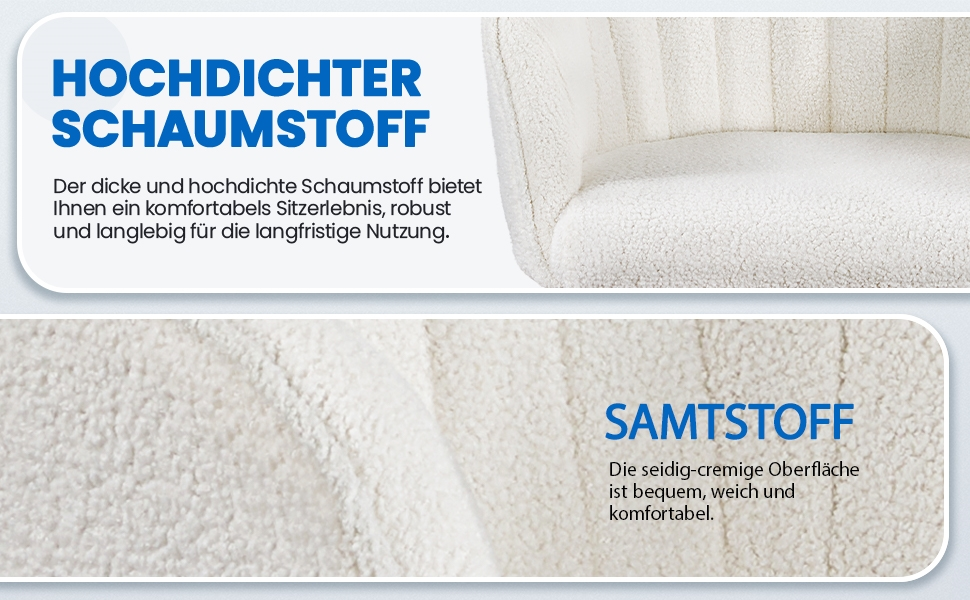 Крісло Yaheetech для дому та офісу: регульоване, обшите велюром, до 136 кг, колір слонова кістка