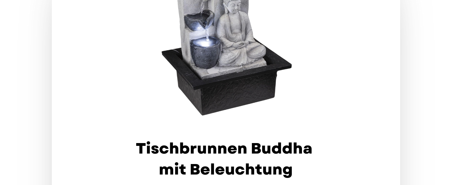 Декоративний фонтан Будда з підсвічуванням – кімнатний фонтан, сірий, 4 ступені