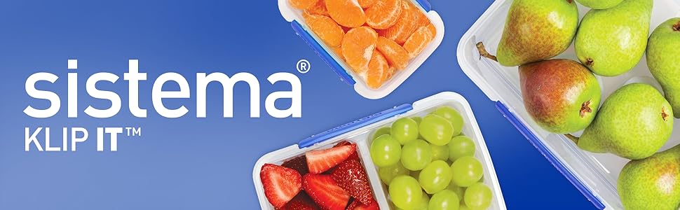 Набір банок для зберігання продуктів Система KLIP IT PLUS, кругла 300 мл штабельні та герметичні для холодильника/морозильної камери без вмісту БФА сині кліпси 4 шт.