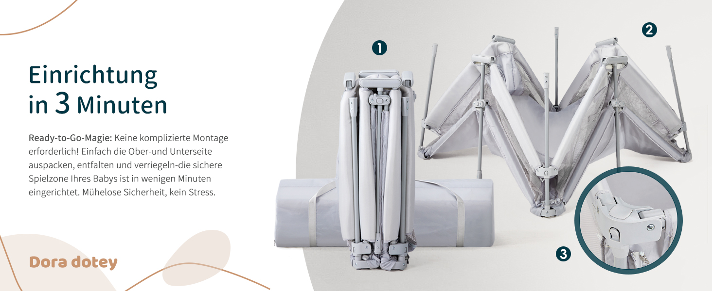 Дитячий манеж Laufotey, 150x150x68 см, сірий, з тканини Oxford, швидкозбірний