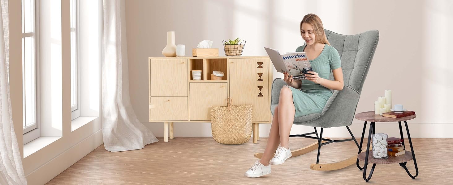 Крісло-гойдалка Cosy - крісло для відпочинку, крісло-шезлонг для вітальні, 68x87x98 см (Сірий)