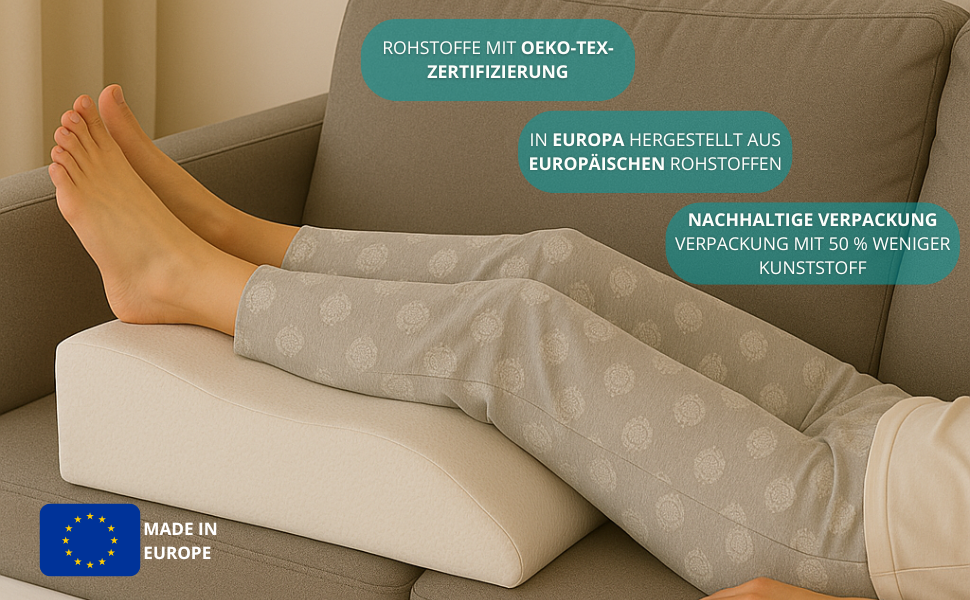 Ортопедична подушка для ніг з м'якої піни, для поліпшення кровообігу, знімний чохол (біла тканина)