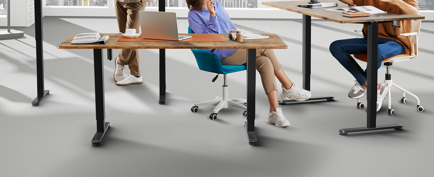 Електричний регульований стіл ErGear 140x70 см з пам'яттю, для дому та офісу, з підключенням, вінтажний, колір дерева