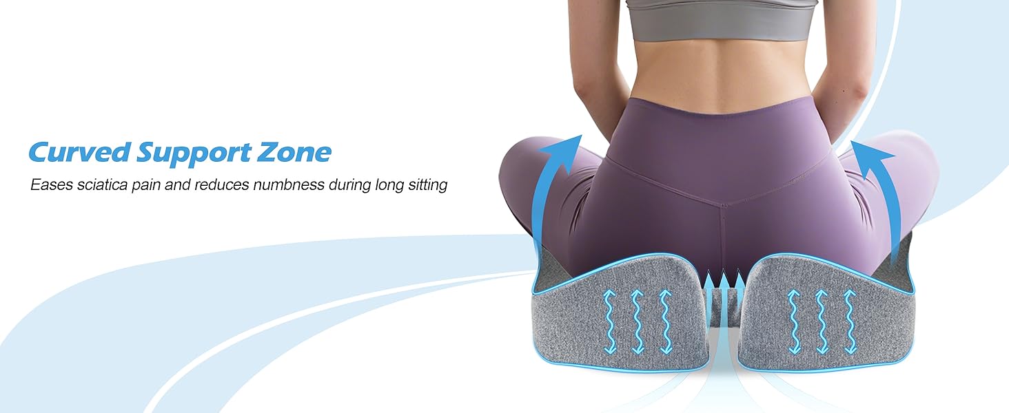 Подушка для офісного крісла Lofty Aim з Memory Foam: ергономічна, для куприка, при болях в спині та сідницях, для офісу, авто, літака, інвалідного візка – чорний та сірий