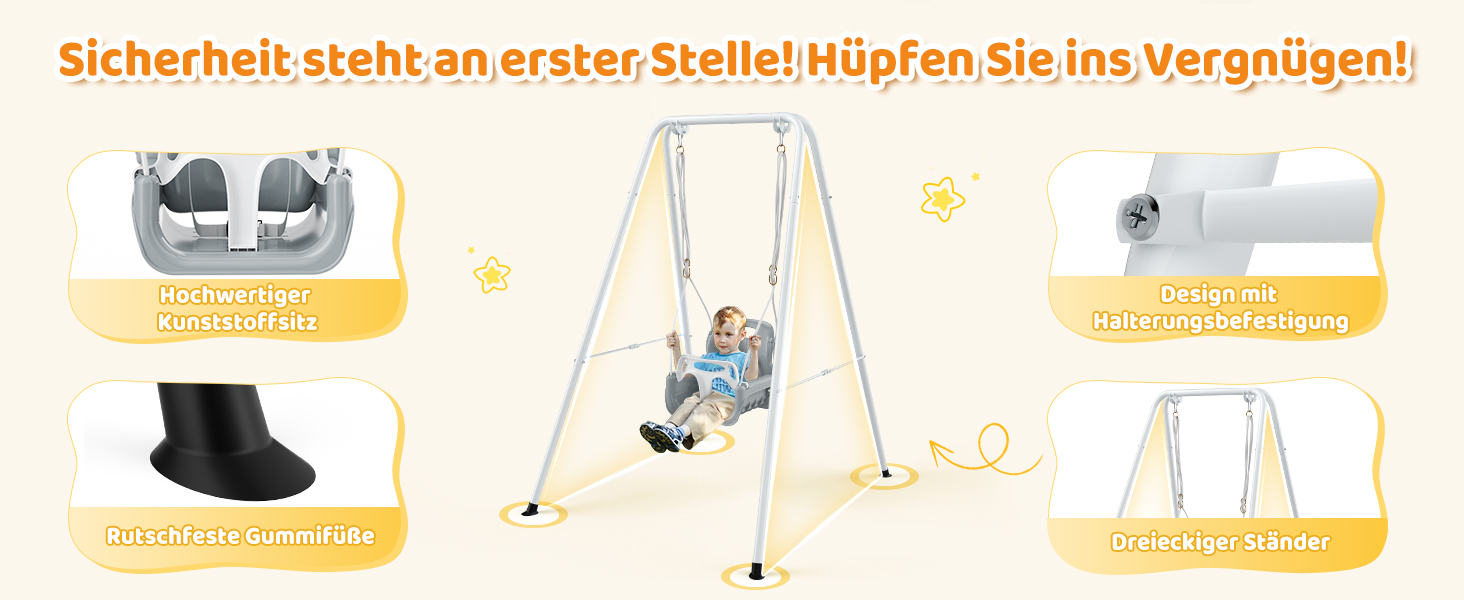 Набір 4-в-1: гойдалка та дверний вистрибувач для малюків, дитяче гойдалко, металевий складаний стійкий каркас для дому та вулиці, легко збирається та зберігається (білий)