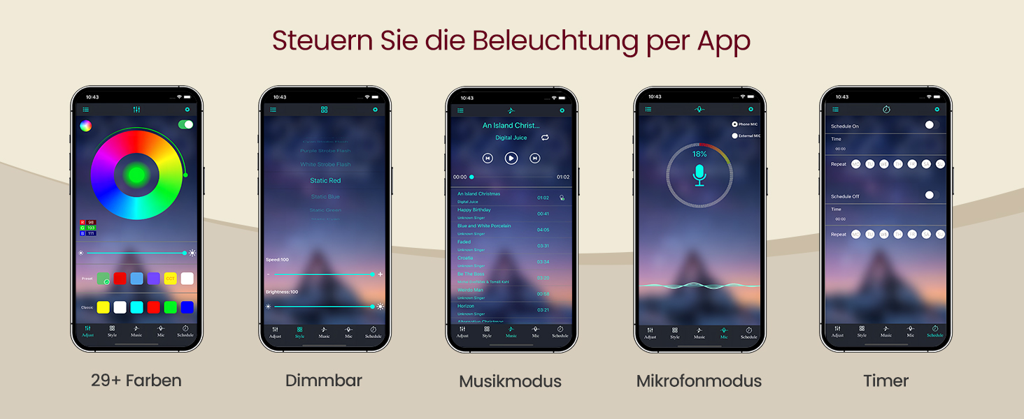 VASAGLE Custos: Набір з 2 тумбочок з LED-підсвічуванням та зарядкою, чорний, з шухлядами, 2 розетки AC та USB