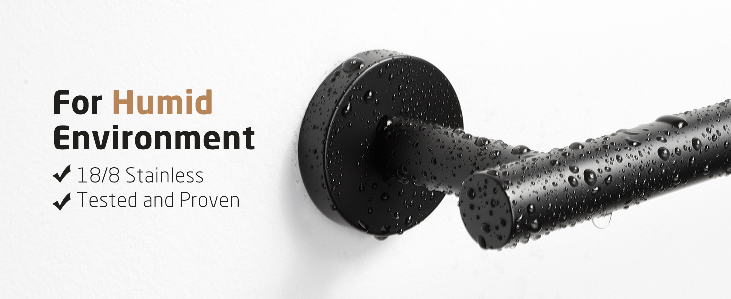 Тримач для рушників KES, стійка для рушників, багетна стійка, багетний тримач, нержавіюча сталь SUS304, настінний, 70 см, чорний