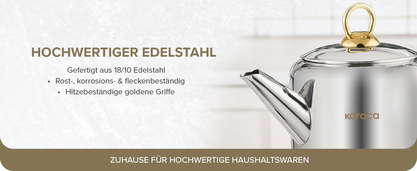 Набір для заварювання чаю Karaca New Mira Gold: чайник 1л та чайник-самовар 2л з нержавіючої сталі, індукційний, для турецького чаю