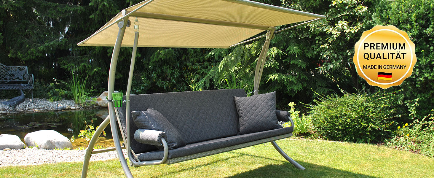 Гойдалка Анґерер Голлівуд Елеганс Джой – для сидіння, відпочинку та сну, з функцією ліжка, легка збірка, Made in Germany, високоякісна тканина, темно-сіра