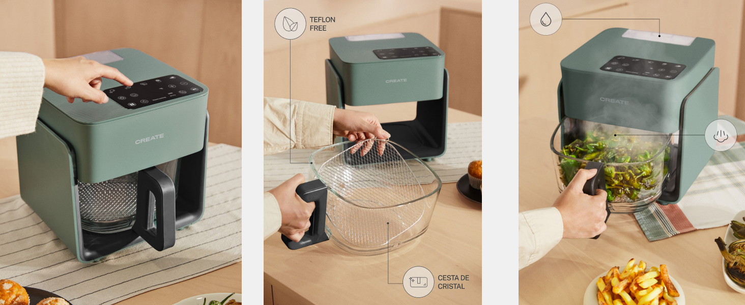 Фритюрниця повітряна 4.2л з парогенератором, 6 програм, білий колір, 1300W