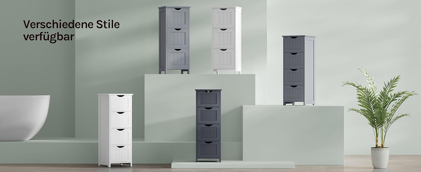 Шафка для ванної кімнати WOLTU, вузька, з 3 висувними ящиками, 32 x 30 x 81 см, для ванної, вітальні, спальні, кухні, сучасний дизайн, білий колір, BZS123ws