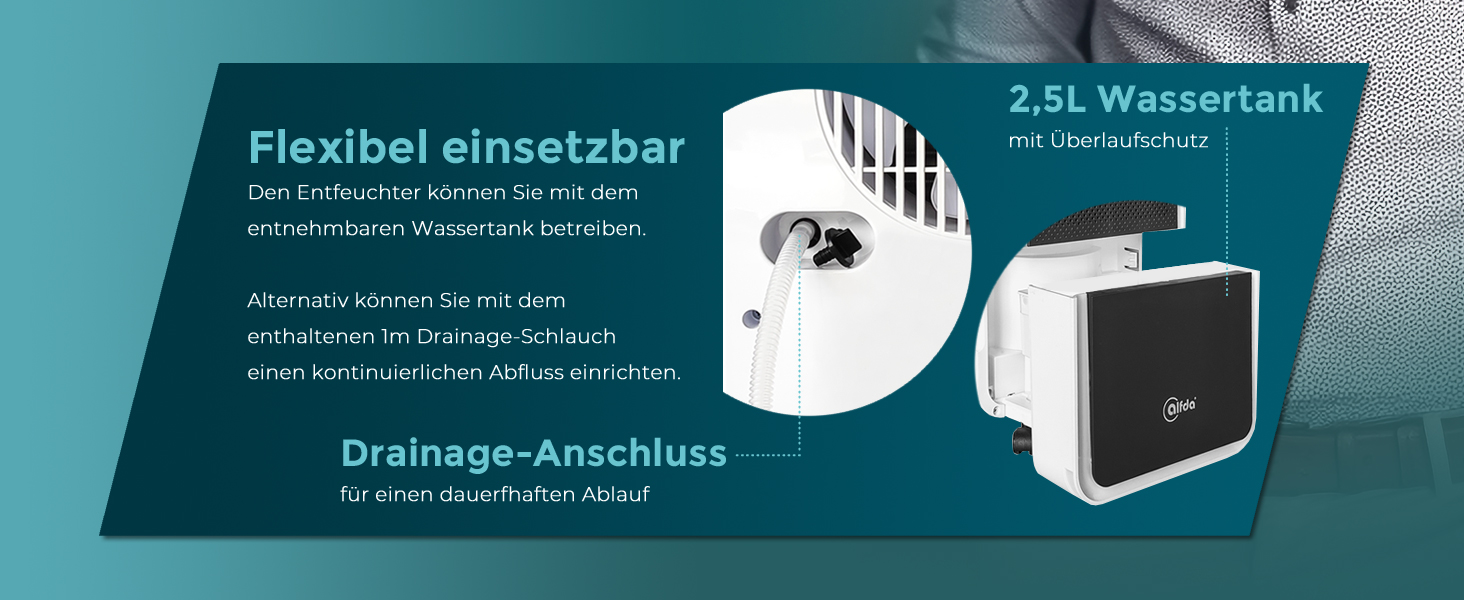 Електричний осушувач повітря AEF2000 - 20 л/день, до 30 м², тихий, з автовимкненням, гігростат, сенсорне дисплеї - для спальні та ванної кімнати