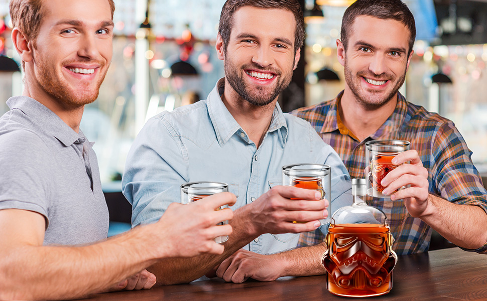 Набір скляних графин для віскі та 2 склянки 150 мл - набір для бренді, скотчу, горілки, подарунок для чоловіка