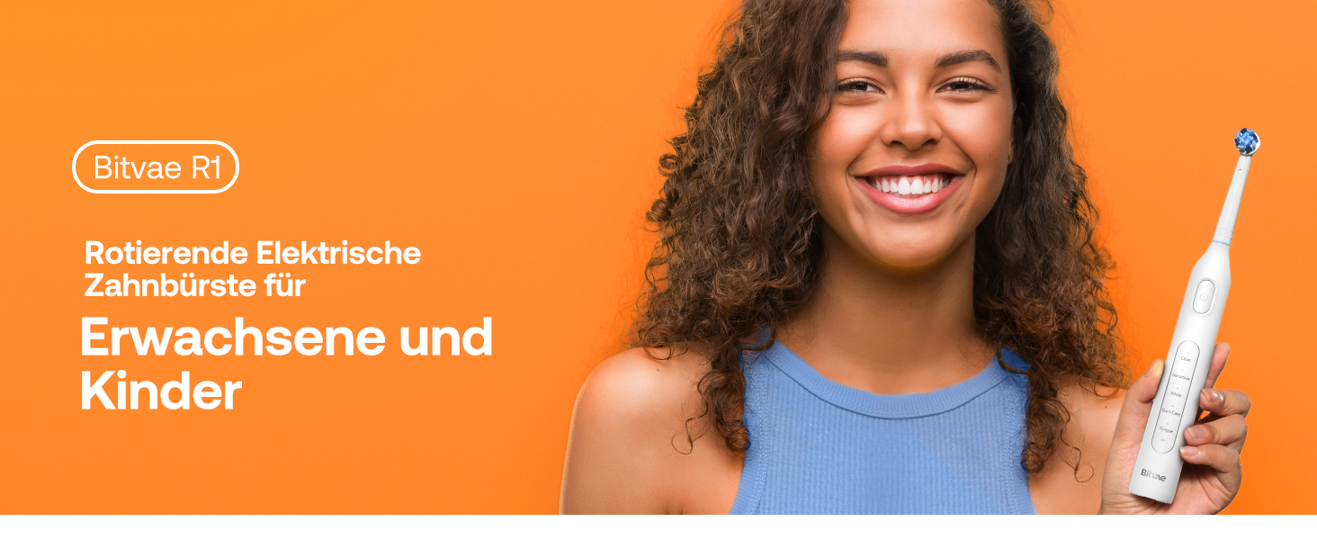Електрична зубна щітка Bitvae з 8 насадок для дорослих та дітей, кейс, 5 режимів, таймер 2 хв, 60 днів роботи, (R1H3, Біла)