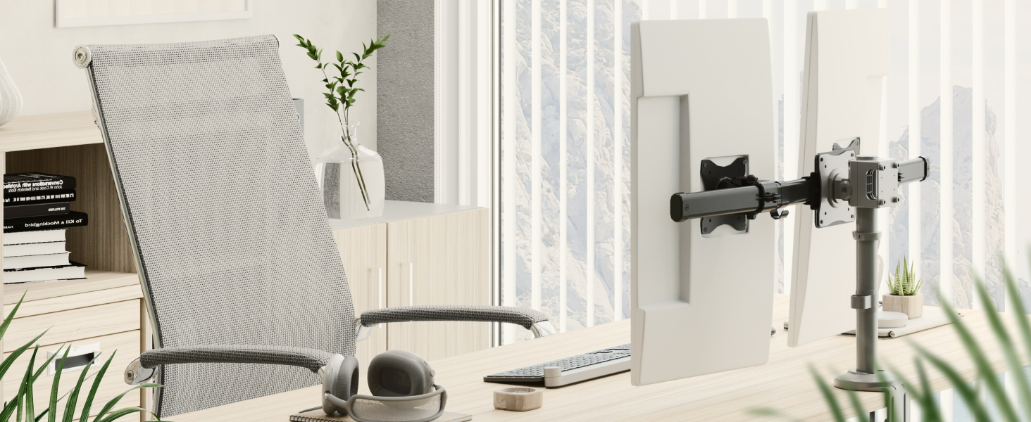 Підставка для монітора RICOO для 2 моніторів, Dual Monitor Arm TS3811, 17-27 дюймів, кріплення для комп'ютерів та ігрових моніторів