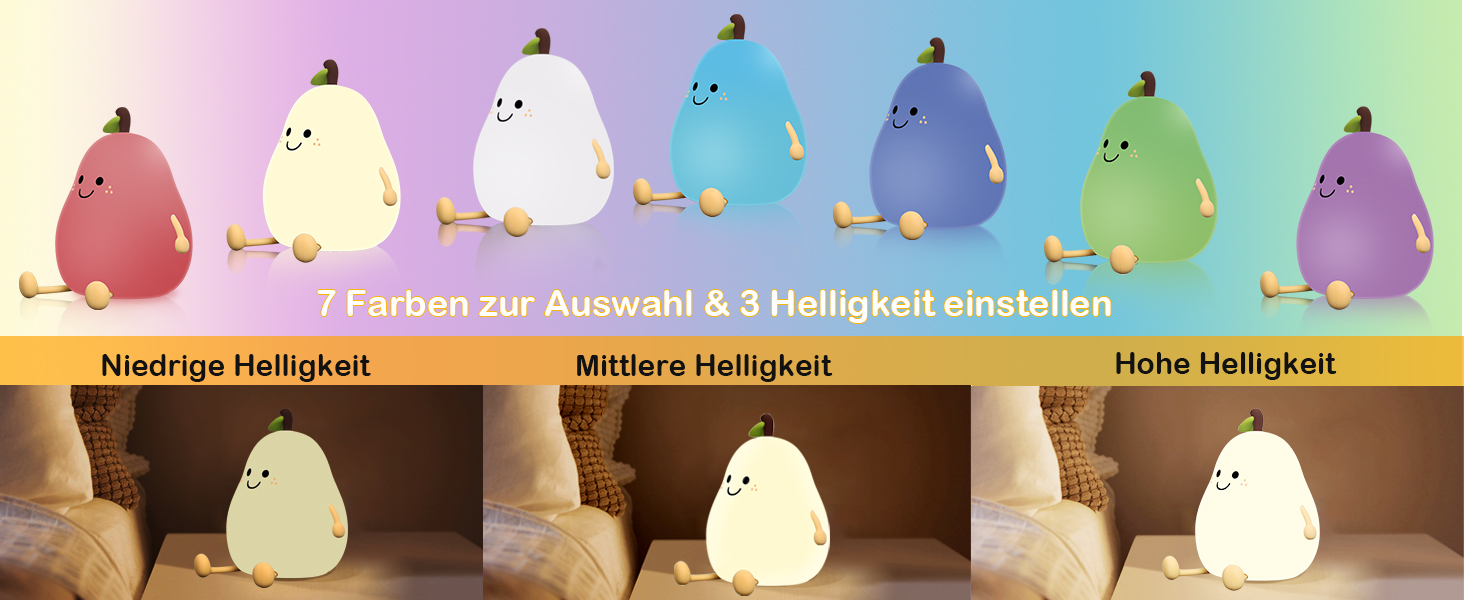Нічник Ntrjtrss Дитячий силікон, форма лампочки для годування з регулюванням яскравості, світлодіодна лампа з 7 кольорами для дітей