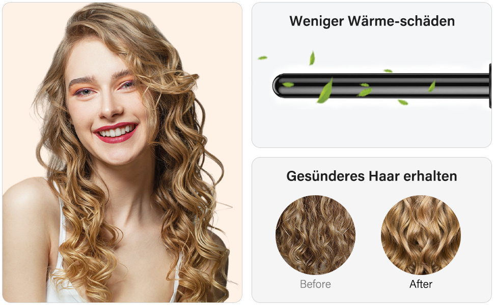 Набір локшини Janelove 5 в 1: керамічний локшик 10-32 мм з різними насадками, регульована температура, рукавички та нейлонова сумка (рожеве золото)