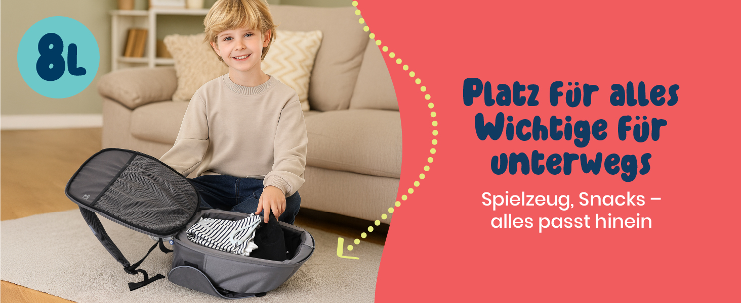 Trunki BoostApak 2-в-1: Автокрісло-бустер з рюкзаком для дітей (6+ років), i-Size, сірий (126-150 см)