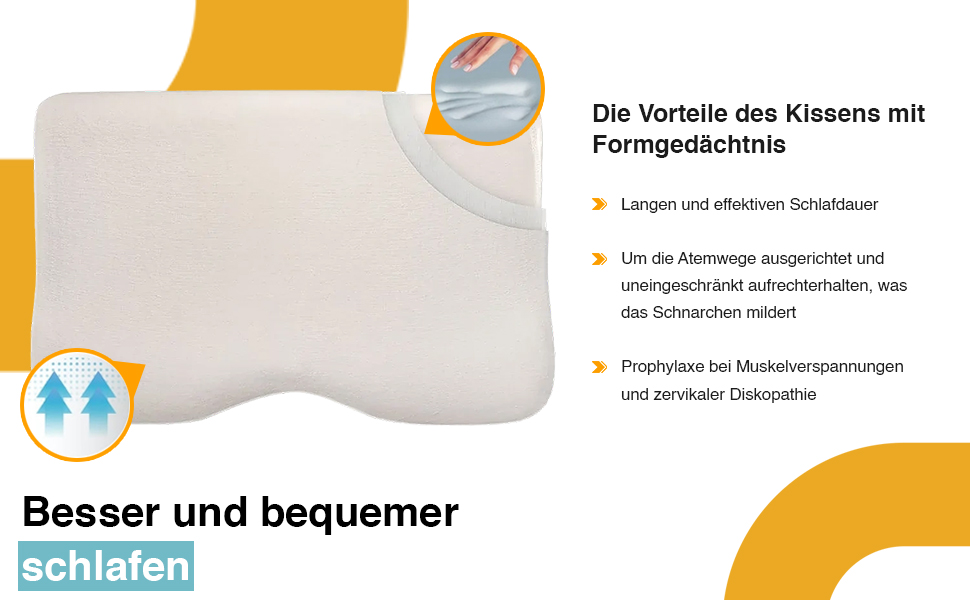 Ергономічна подушка для шиї та попереку Inphysio Luxury з гіпоалергенної пінки з ефектом пам'яті (Memory Foam), бежева, 60 x 35 x 12/7 см, 2 чохли у комплекті