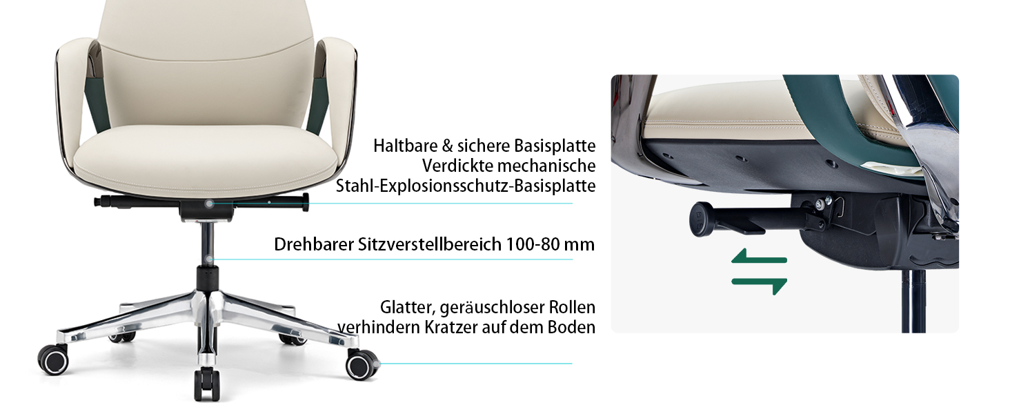 Ергономічне крісло EUREKA для офісу та дому: шкіряне, регульоване, для роботи, бізнес-крісло, дихаюче, комфортне, для керівника, білий колір