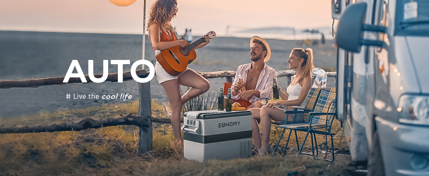 Автомобільний холодильник EUHOMY 40л компресорний (-20℃~20℃) з Wi-Fi, режимами ECO/MAX, захистом батареї 12/24V/220V, тихий (до 45дБ)